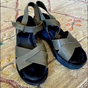 Kork-Ease wedge platform grey leather sandals